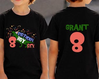 Dinosaur 8 Rex Birthday Boy Shirt - Boys 8th Bday Tee
