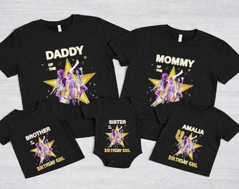 Comfort Colors Personalized Birthday Girl T-Shirt, Music Pop Theme, Family Matching Shirts
