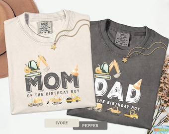 Comfort Colors Construction Crew Shirts Custom Bulldozer Excavator Family Outfit Construction Crew Birthday Truck Truck Lover Baby mama dad