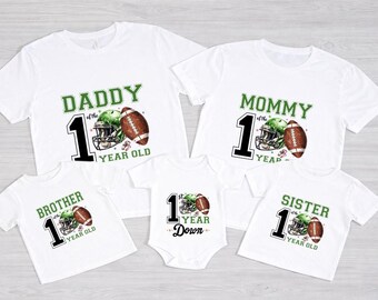 Football Theme 1st Year Outfit for Baby Boy Birthday Family Matching Shirts, Mom Dad Bro Sis Game Day Family Outfit