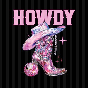 Howdy Cowgirl PNG: Retro Western Sublimation Design (Digital Download)