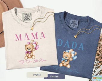 Colores cómodos Mamá Papá Oso Primer Cumpleaños, Oso Primer Traje de Cumpleaños Familiar a Juego