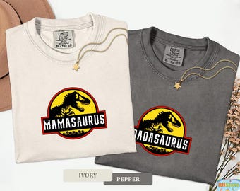 Comfort Colors Saurus Family Matching Birthday Shirts: Custom Dinosaur Mama Dada Theme Birthday Outfit