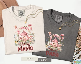 Camisetas de cumpleaños familiares con temática de hadas mágicas y colores cómodos, atuendo floral de cuento de hadas