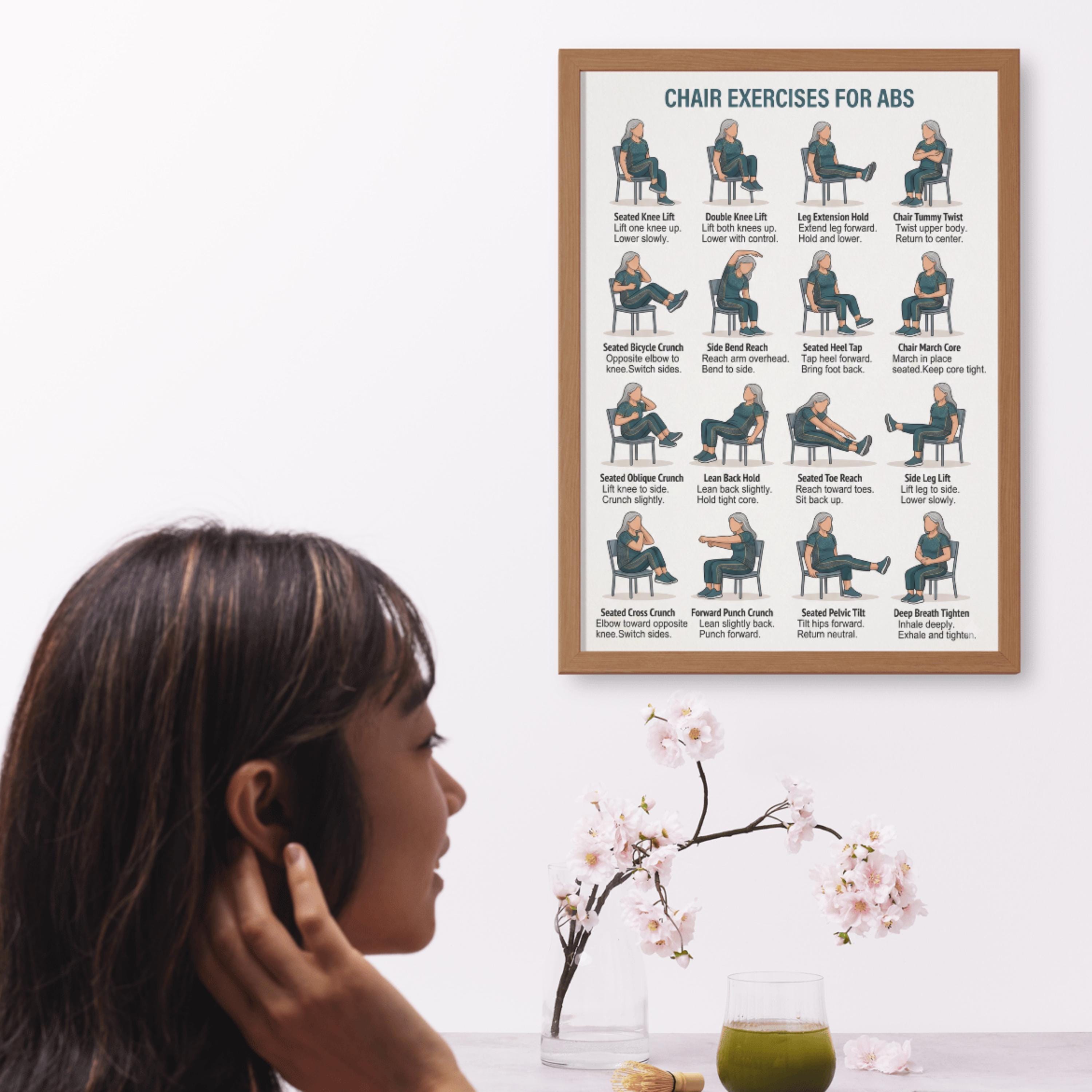 Chair Exercises for Abs Printable Poster | Senior Fitness Guide ...
