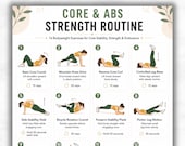 Core Workout Printable, Abs Exercise Poster, Bodyweight Core Routine PDF, Ab Strength Training Chart, Home Fitness Printable