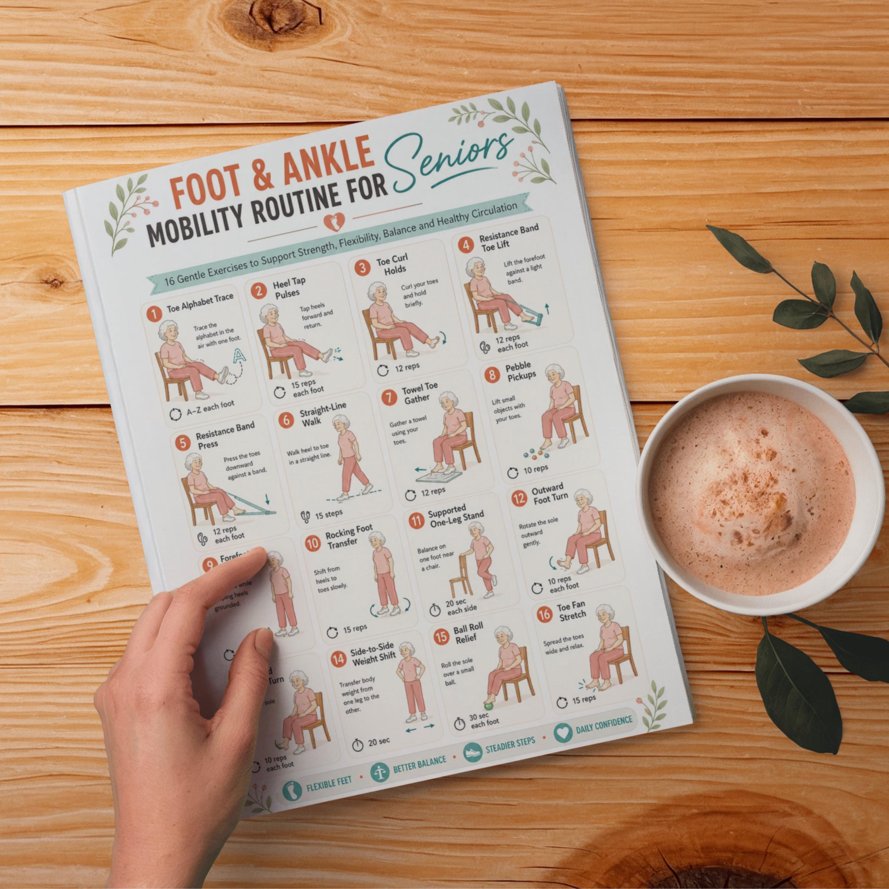 Foot & Ankle Exercises for Seniors Printable, Senior Balance Workout ...