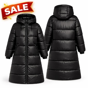 Casaco puffer longo unissex – Jaqueta de inverno com capuz – Casaco bolha grosso e quente de tamanho grande – Roupa exterior streetwear