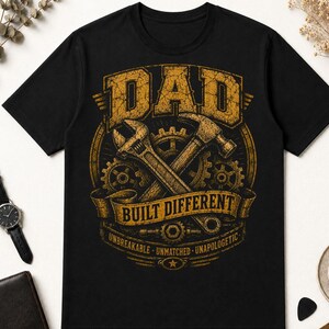 T-shirt Dad Built Different Shirt Tools | Cadeau drôle de fête des pères | Graphique vintage bricoleur mécanicien
