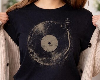 Vintage Vinyl Record Shirt | Distressed Grunge Music Tee