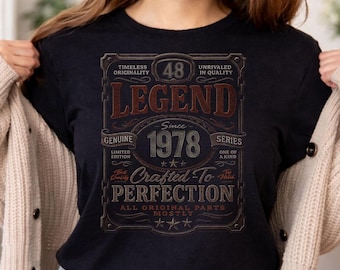 Vintage Legend Since 1978 Birthday Shirt, Aged Perfection 48th Bday Tee