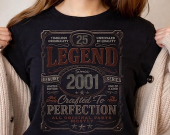 Vintage Legend Since 2001 25th Birthday Shirt, Aged Perfection Tee