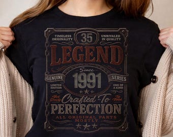 Vintage Legend Since 1991 Birthday Shirt, Retro 35th Anniversary Tee