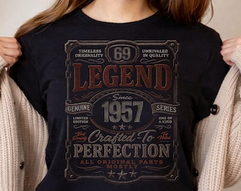 Vintage Legend Since 1957 Birthday Shirt, Aged Perfection 69th Bday Tee