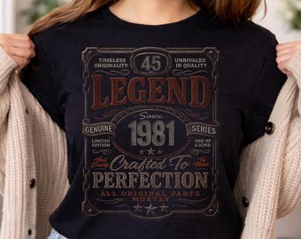 Vintage Legend Since 1981 45th Birthday Shirt, Aged Perfection Tee