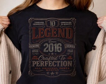 10th Birthday Shirt Vintage Legend Since 2016, Aged Perfection Tee