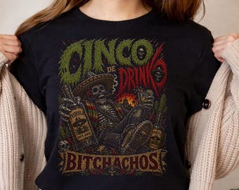 Cinco De Mayo Shirt Skeleton Drinking Funny Mexican Party Graphic Tee Unisex Gift