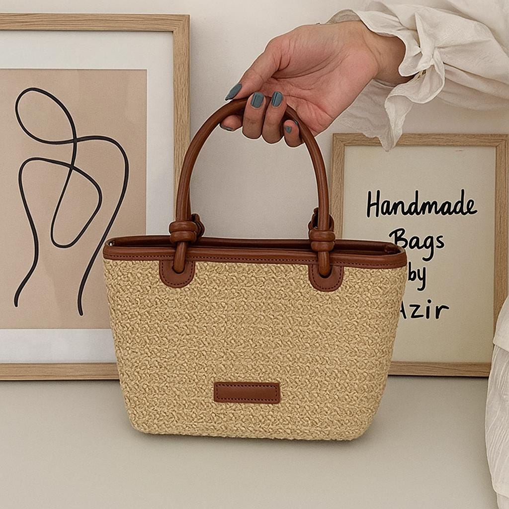 Loretta イタリア製 ラタン 籐 編み込み ハンドバッグ★レトロ ビンテージ クラシカル バッグ