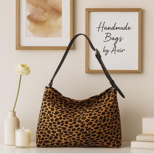 Leopard Print Canvas Tote Bag: Adjustable Crossbody Shoulder Bag