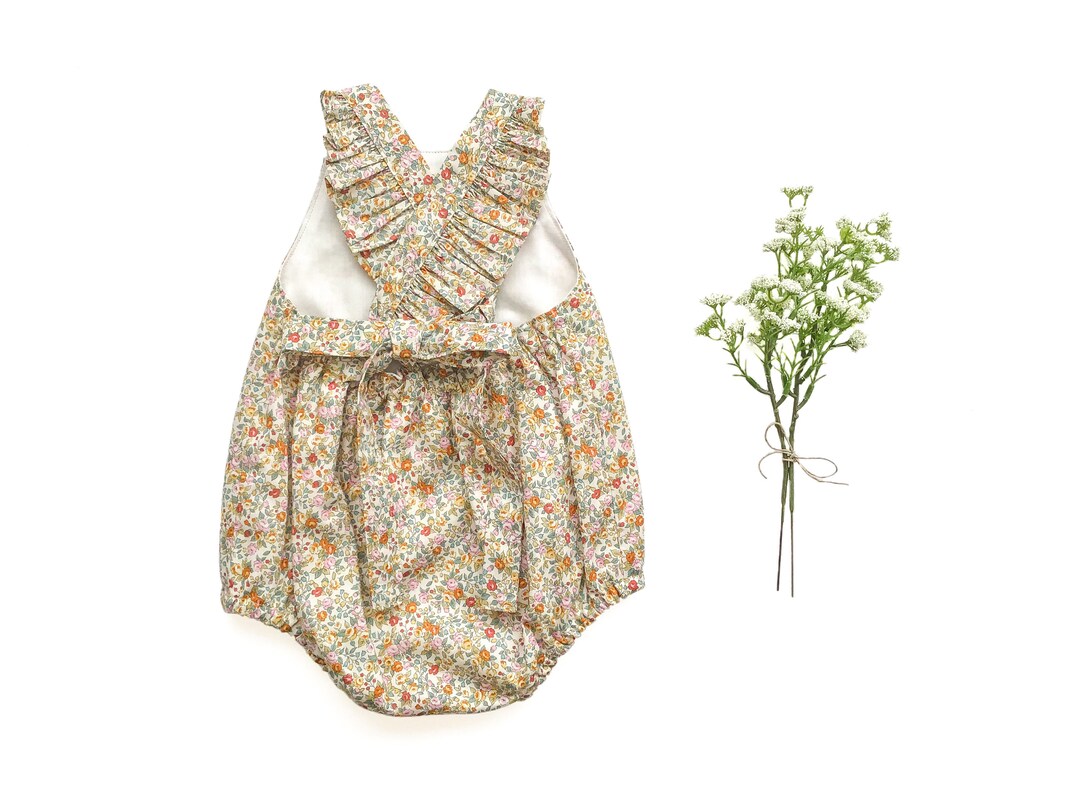 Cream Floral Bubble Romper Floral Baby Romper Baby Bubble Etsy