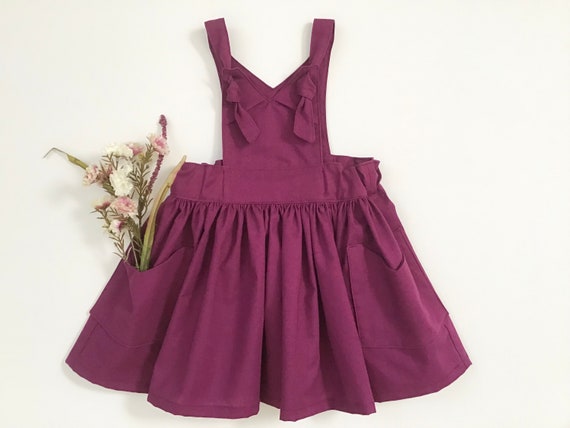 girls purple pinafore dress