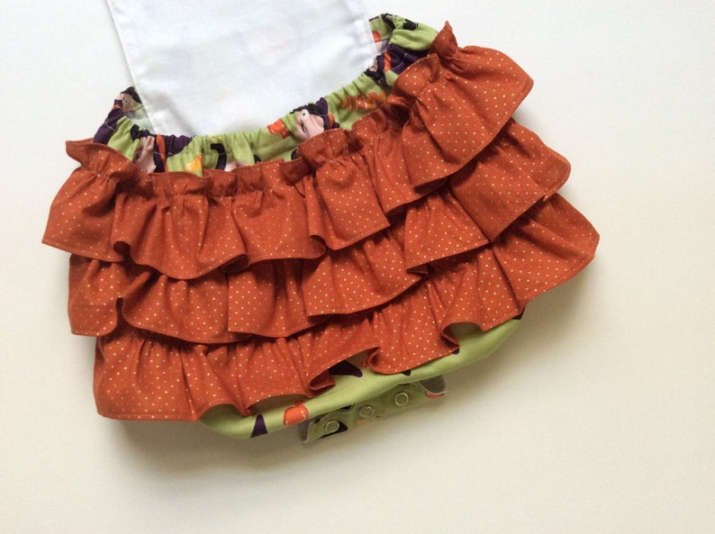 SALE Matilda Witch Baby Romper Ready to Ship Baby Halloween Romper Ruffle Baby Romper Halloween Outfit 612m