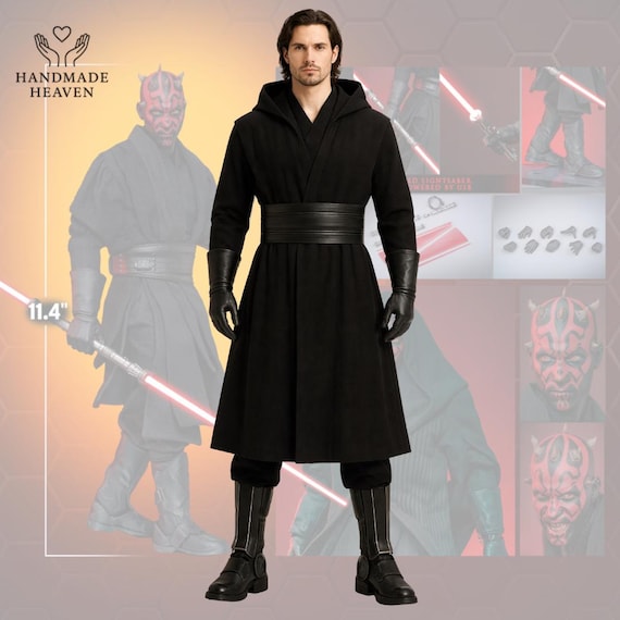 Darth Maul Inspired Costume – Sith Warrior Robe Star Wars Cosplay Outfit – Halloween Dark Lord Costume