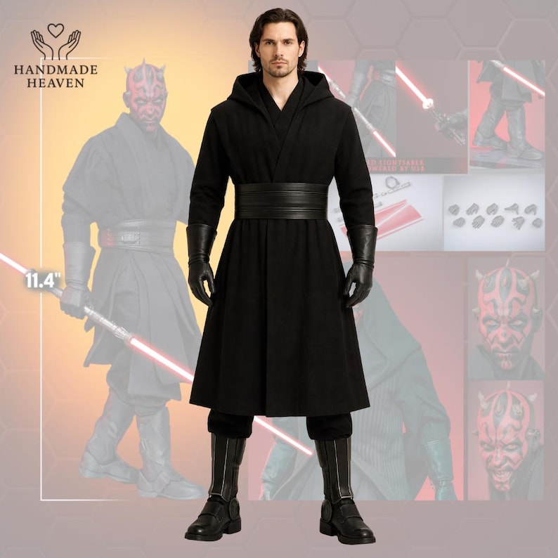 Darth Maul inspired Sith warrior black robe costume