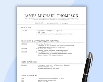 Plantilla de currículum para estudiantes de ingeniería: Solicitud de ingreso a universidades y becas (descargable en Canva)