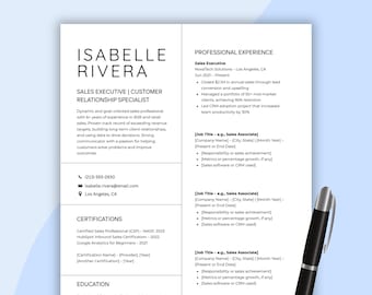 Plantillas de CV de ventas: CV ejecutivo, carta de presentación (Canva editable, descarga digital)