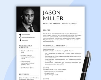 Plantilla de CV moderna: Diseño de CV editable en Canva, carta de presentación