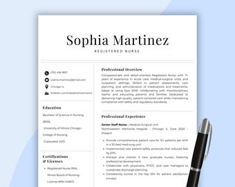 Modern Nurse Resume Template: RN Cover Letter & References (Canva Editable, ATS-Friendly)