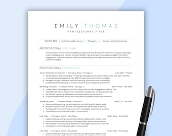 Plantilla de CV de marketing, diseño profesional de CV, carta de presentación (plantilla de Canva, descarga digital)