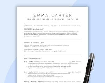 Plantilla de currículum para maestro de primaria: CV en Canva, carta de presentación y página de referencias (descarga digital optimizada para ATS)