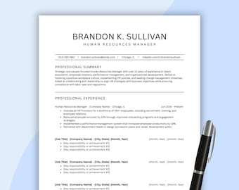 Plantilla de currículum para gerente de RR. HH.: Carta de presentación y referencias de Canva (descarga inmediata)