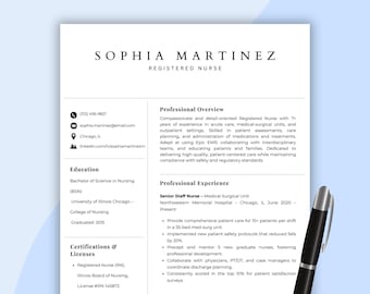 Registered Nurse Resume Template: Healthcare CV & Cover Letter (Canva, Instant Download
