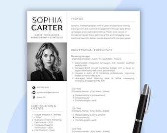 Plantilla de currículum de Canva: Carta de presentación y página de referencias (descarga digital)