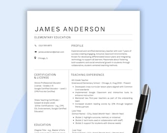 Plantilla de currículum para docentes: CV compatible con ATS, carta de presentación y página de referencias (editable en Canva)