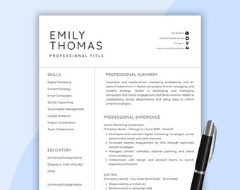 Plantilla de currículum de Canva: Carta de presentación profesional y página de referencias