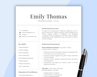 Plantilla de CV moderna: CV y carta de presentación editables en Canva (descarga digital)