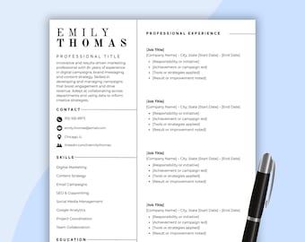 Plantilla de CV minimalista de Canva: CV y carta de presentación claros (descarga inmediata)