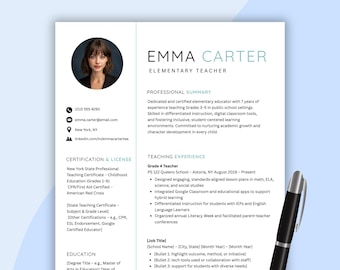 Plantilla de currículum para docentes: Diseño de CV moderno para educadores (Plantilla de Canva, descarga digital)