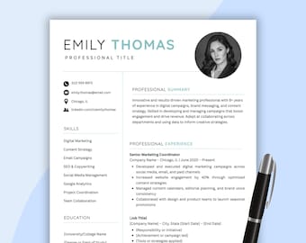 Plantilla de currículum de Canva con foto: Kit moderno para solicitud de empleo