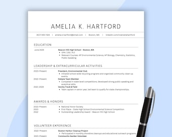 Kit de solicitud universitaria: Plantillas de currículum, ensayo y recomendación para estudiantes (Canva editable, descarga instantánea)