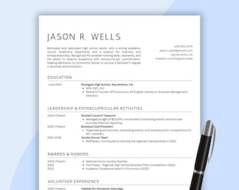 Plantilla de currículum estudiantil: Kit de solicitud universitaria, CV de Canva (descarga instantánea)