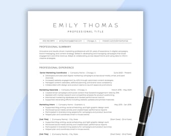 Plantilla de currículum ATS: CV moderno en Canva, carta de presentación y página de referencias