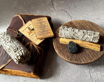 California Sage, Palo Santo & Black Tourmaline Ritual Set • Cleansing Kit • Energy Purification • Meditation Tools • Protection Gift