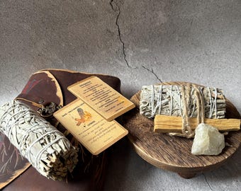 California White Sage, Palo Santo & Citrine Fortune Kit • Cleansing Ritual Set • Abundance  Manifestation Crystal Gift
