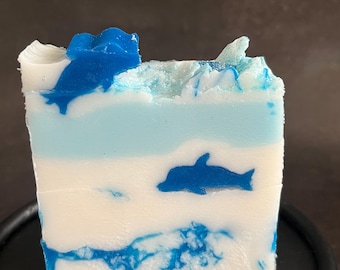 Artisan Dolphins Natural Soap Bar Tripple Butter ( Mango , Cocoa, Shea) Handmade Ocean Theme Gift