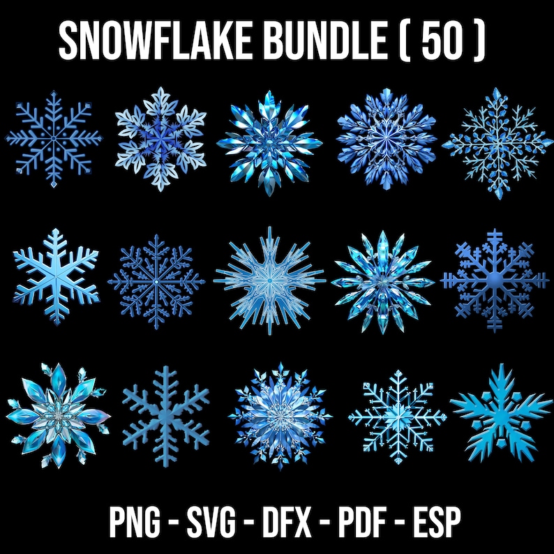 100 Snowflake PNG Bundle | Winter Clipart | Christmas Snow Flakes PNG ...